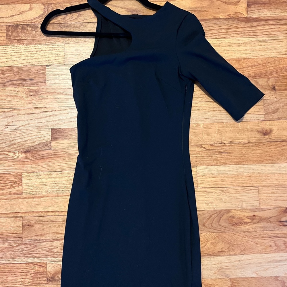 Black Asymmetrical shoulder mini dress